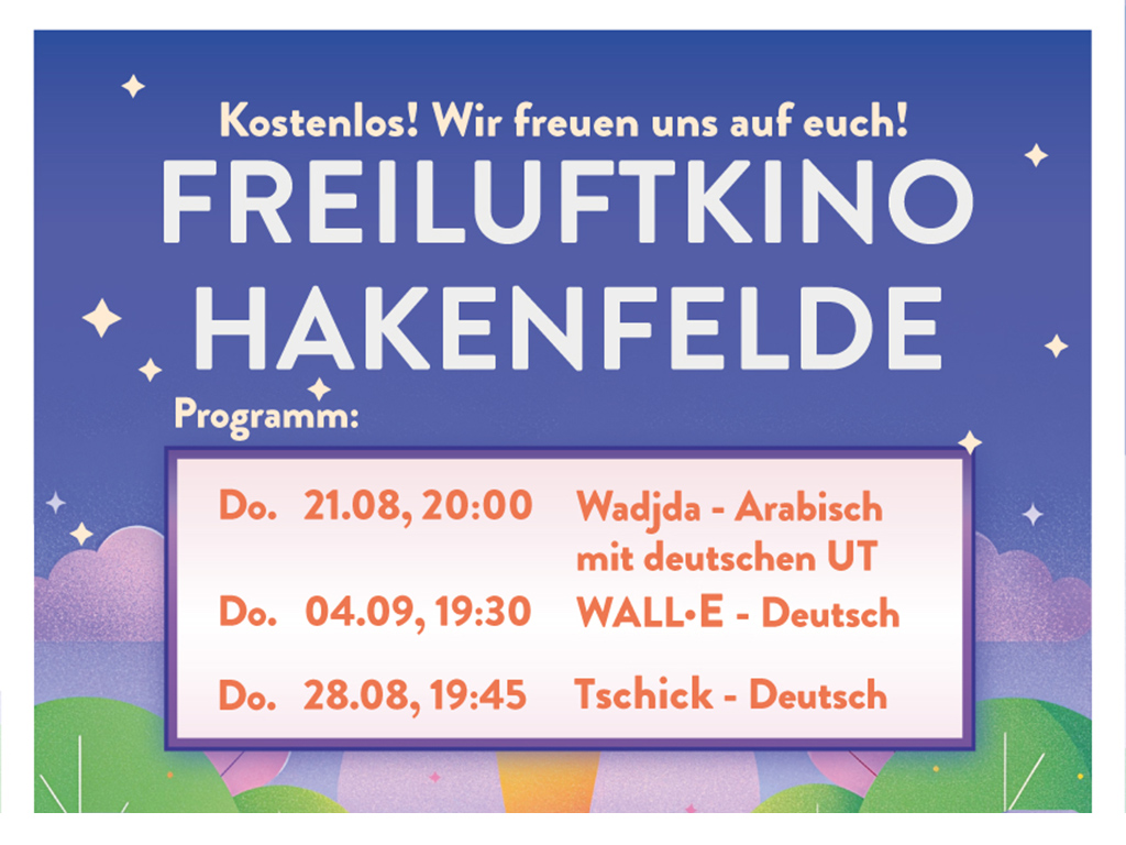 Read more about the article Freiluftkino Hakenfelde – Filmabende unter freiem Himmel!