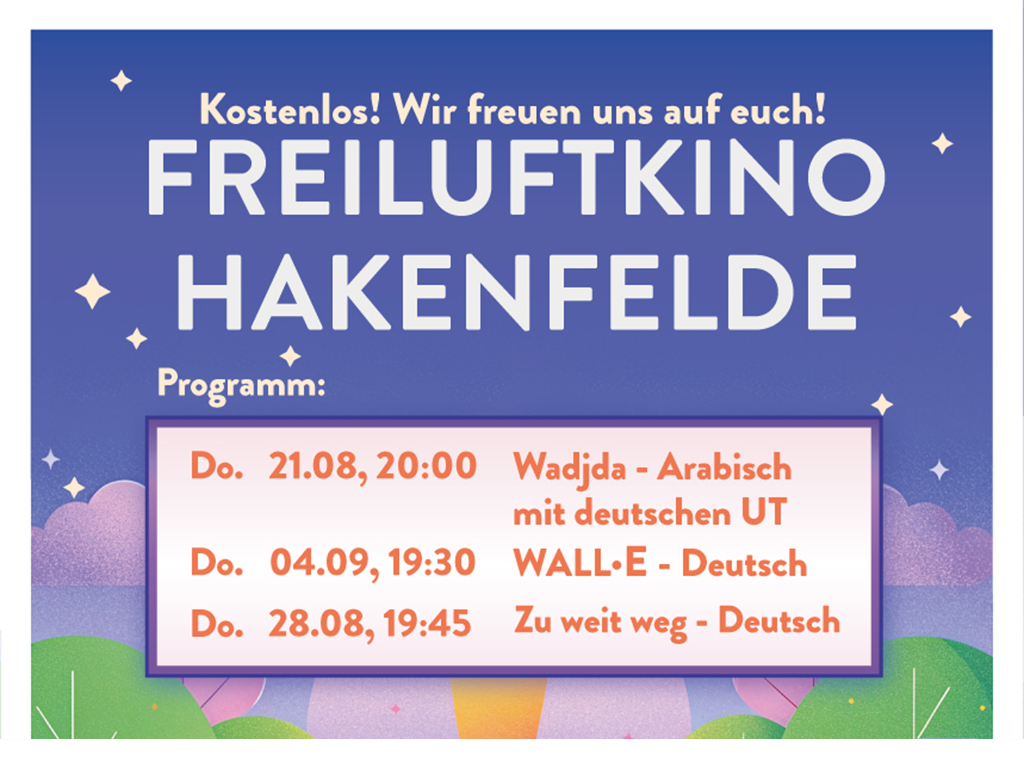 Read more about the article Freiluftkino Hakenfelde – Programmänderung am 28. August