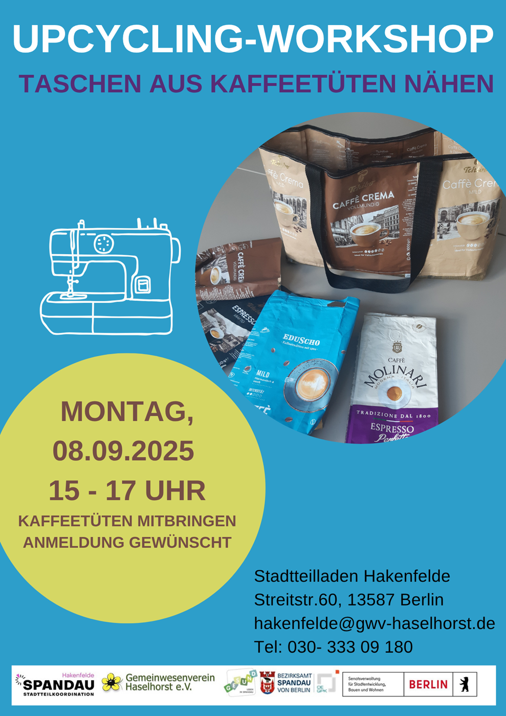 You are currently viewing  Upcycling-Workshop: Taschen aus Kaffeetüten (Stadtteilladen)