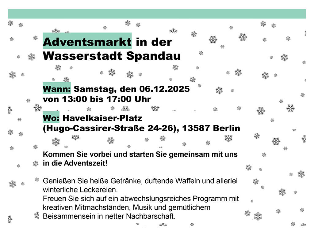 You are currently viewing Adventsmarkt von Berlinovo in der Wasserstadt Spandau