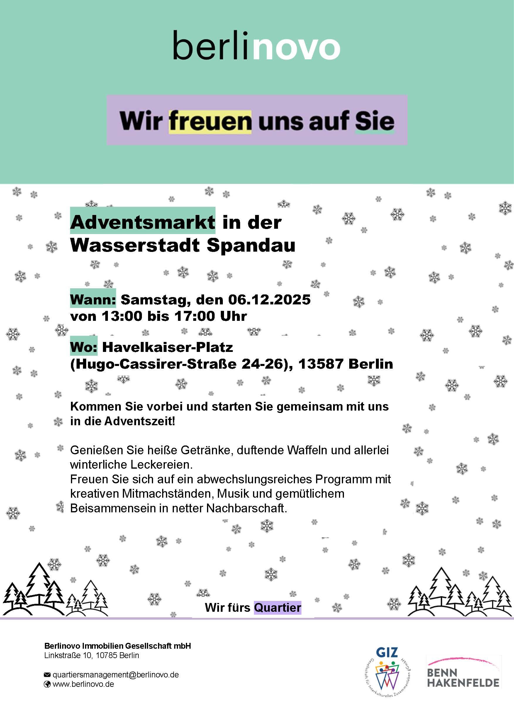 You are currently viewing  Adventsmarkt von Berlinovo in der Wasserstadt Spandau